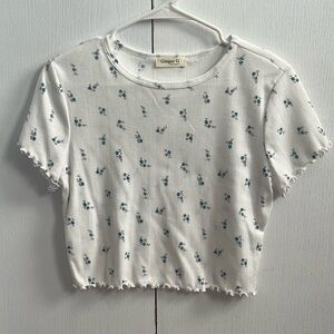 Cropped White Floral Top